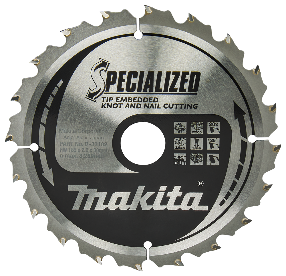 Makita Zaagblad Tipe 185X30X2 0 20T 25G B-33102