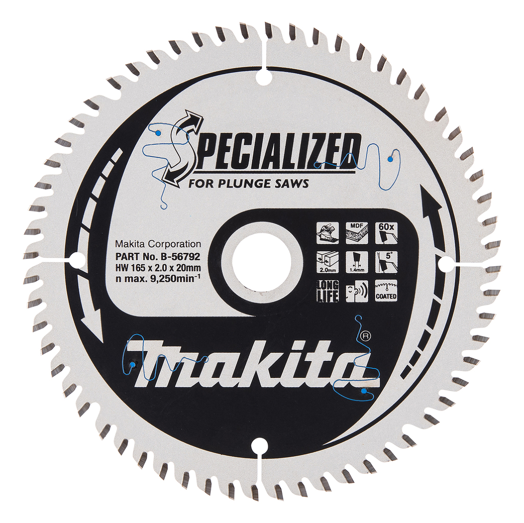 Makita Accessoires Invalcirkelzaagblad gemelamineerd Specialized 165x20x2,0 60T 5g TCG - B-56792