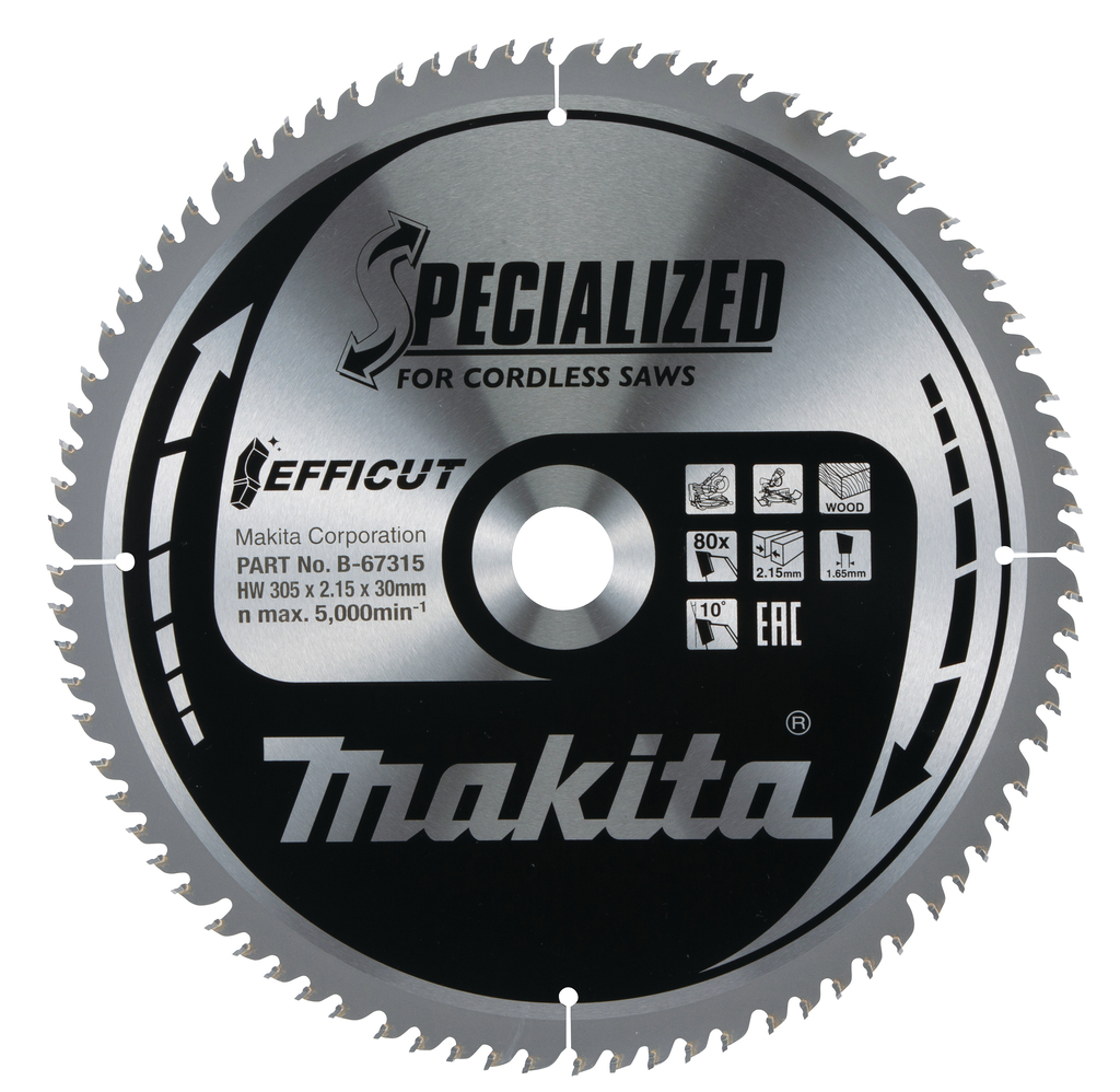 Makita Accessoires Afkortzaagblad Hout Efficut 305x30x2,15 80T 10g - B-67315