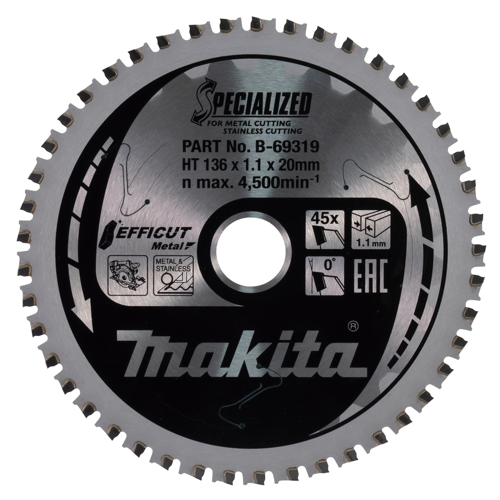 Makita Accessoires Cirkelzaagblad | RVS/staal Efficut 136x20x1,1 45T 0g - B-69319