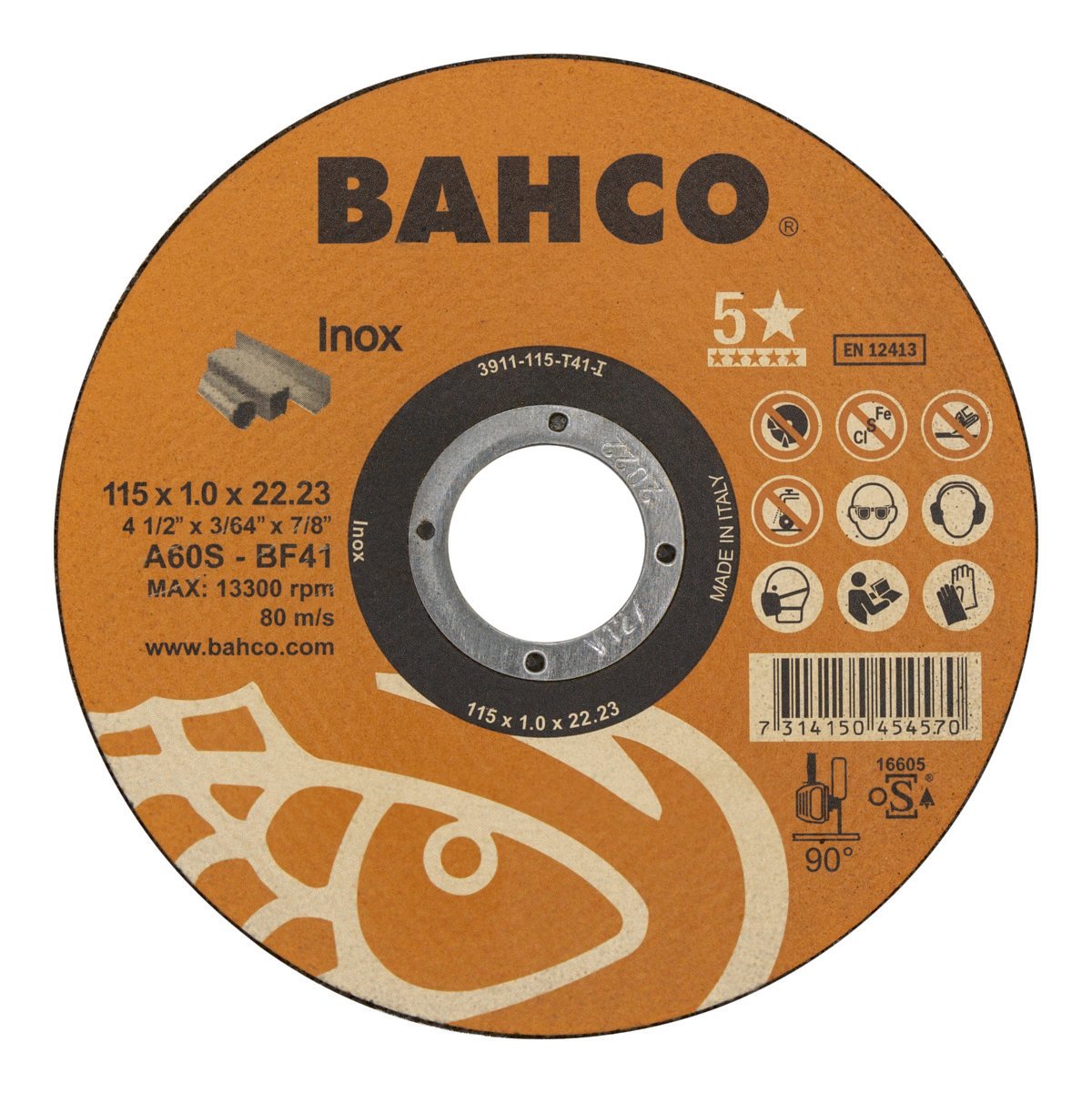 Bahco Slijpschijf | voor afbramen | voor RVS 230 x 1.9 x 22.23mm 3911-230-T41-I