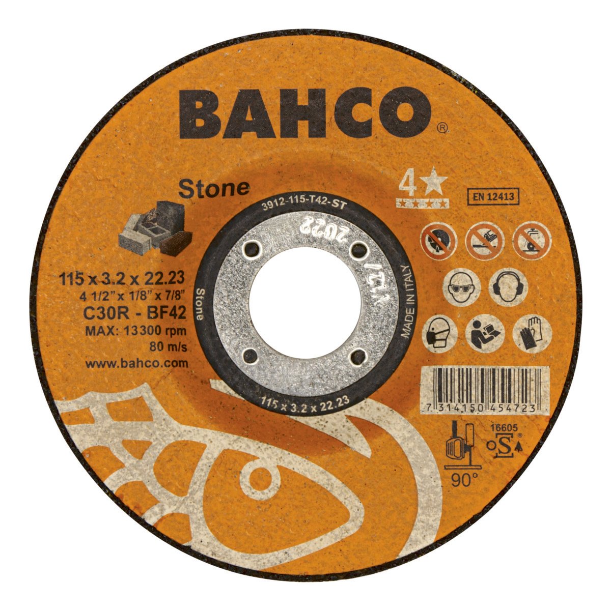 Bahco Slijpschijf | voor afbramen | voor steen 125 x 3.2 x 22.23mm 3912-125-T42-ST