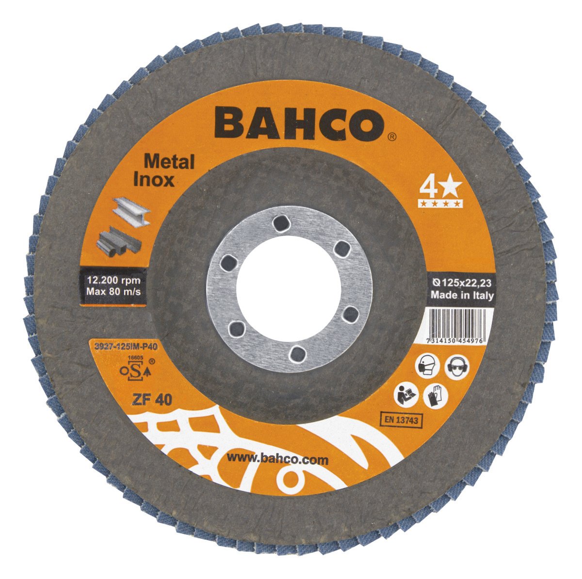 Bahco Lamellenschijf | voor afbramen | voor metaal en RVS | 115 x P120 x 22.23 mm - 3927-115IM-P120