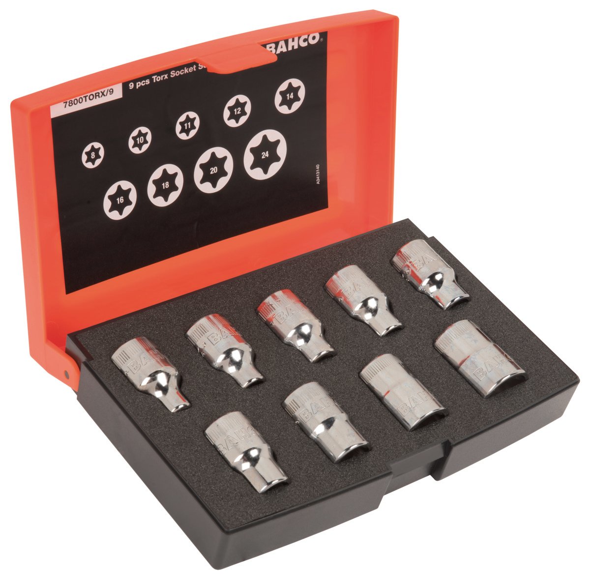 Bahco Doppenset 1 2" | zeskant | metrisch 9-delig kunststof doosje 7800TORX 9