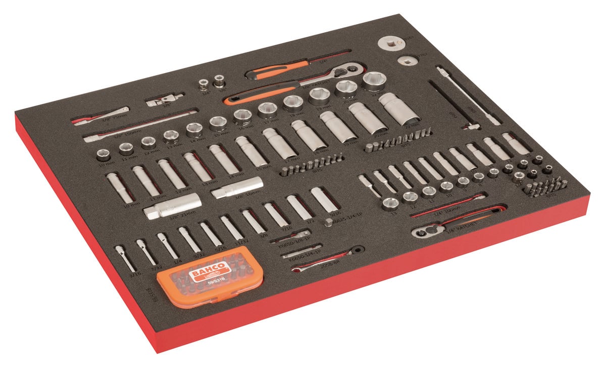 Bahco Foaminlay Fit&Go 3 3 met doppen en toebehoren 1 2" en 1 4" en bits met lasermarkering 139-delig FF1A195LM