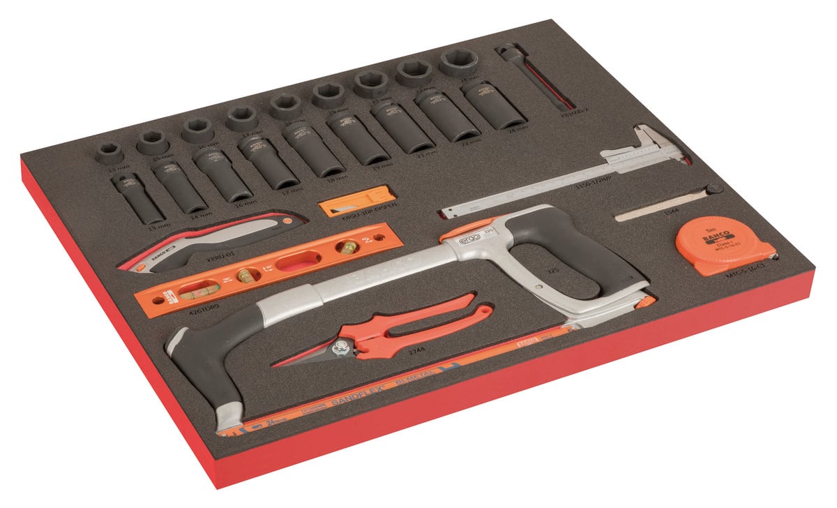 Bahco Foaminlay Fit&Go 3 3 met slagdoppen en toebehoren 1 2" | snij- en meetgereedschap met lasermarkering 36-delig FF1A197LM