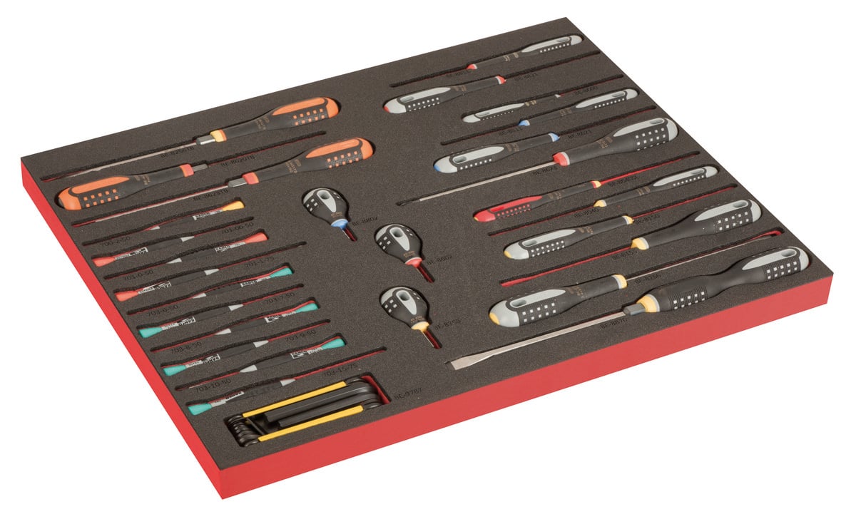 Bahco Foaminlay Fit&Go 3 3 met schroevendraaiers | precisieschroevendraaiers en inbussleutels met lasermarkering 37-delig FF1A201LM