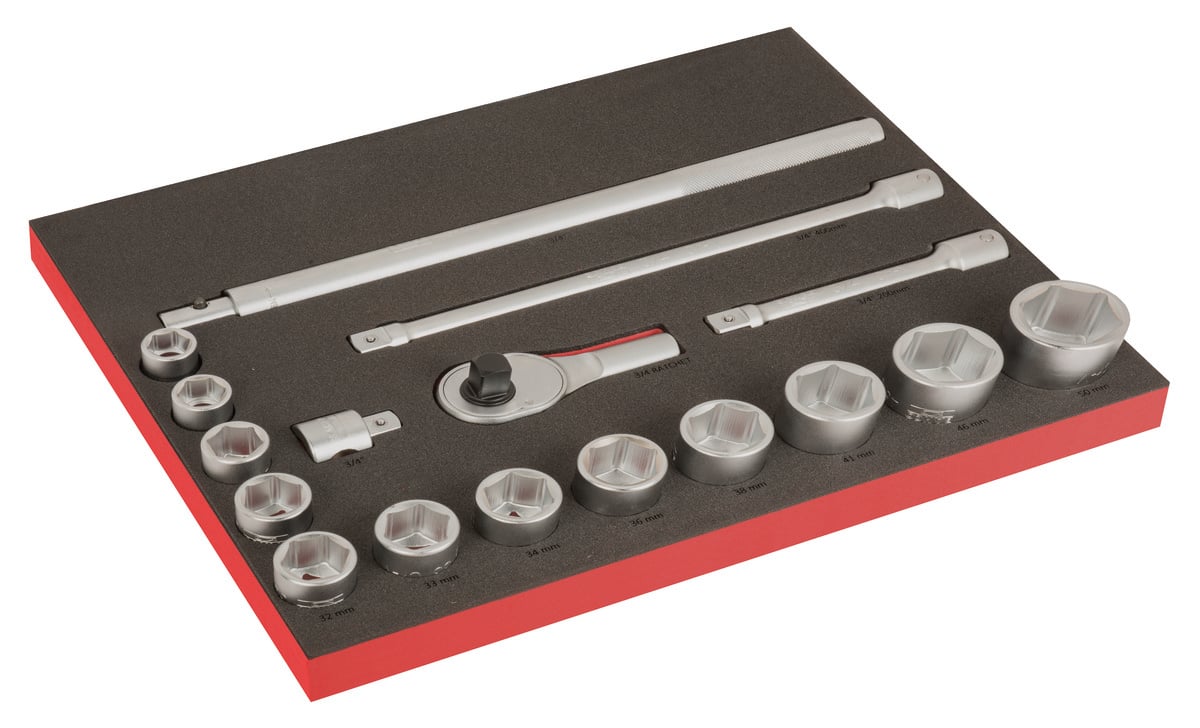 Bahco Foaminlay Fit&Go 3 3 met doppen en toebehoren 3 4" met lasermarkering 17-delig FF1A206LM