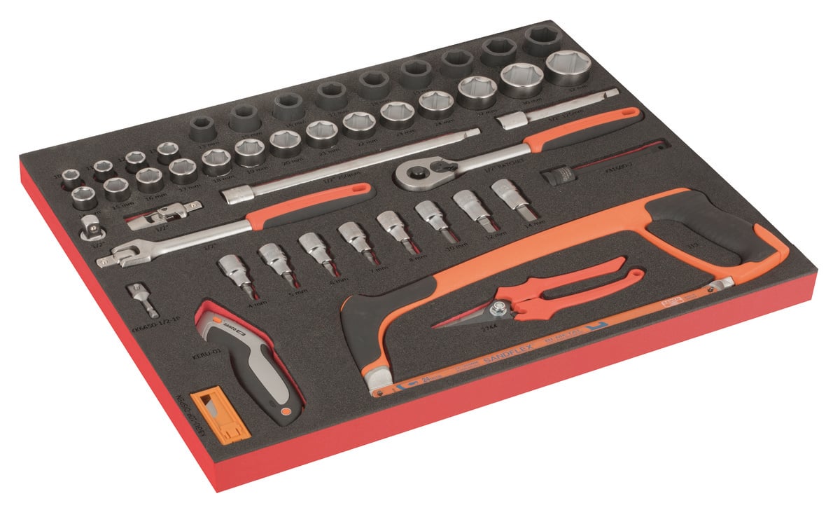 Bahco Foaminlay Fit&Go 3 3 met doppen | slagdoppen en toebehoren 1 2" en snijgereedschap met lasermarkering 56-delig FF1A208LM