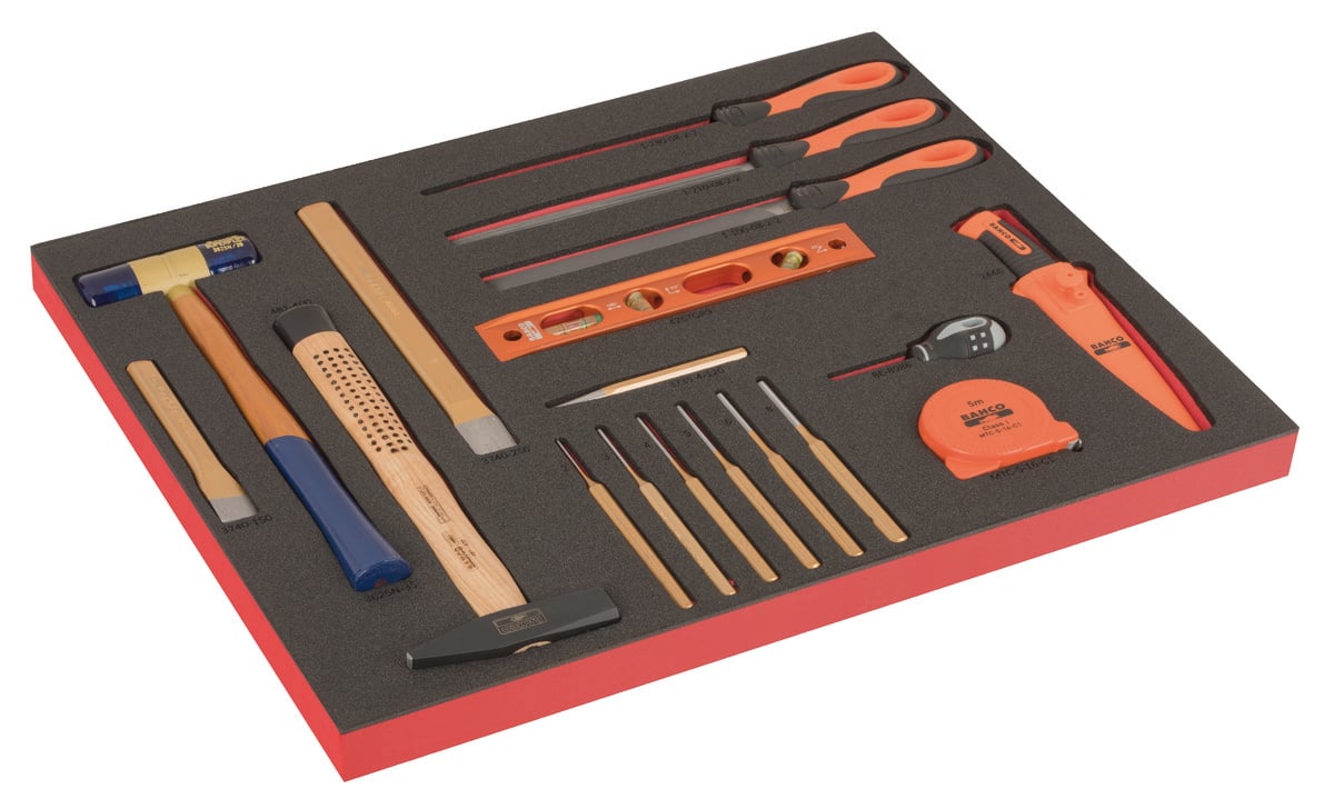 Bahco Foaminlay Fit&Go 3 3 met slaggereedschap en vijlen met lasermarkering 18-delig FF1A212LM