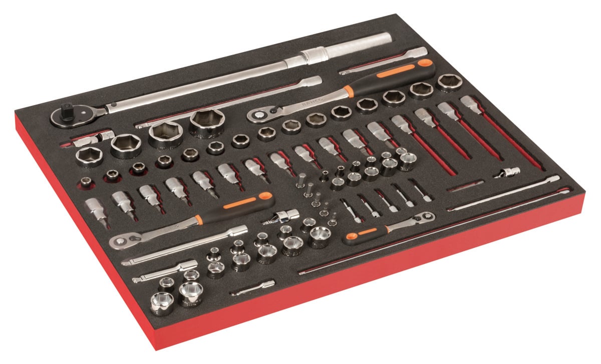Bahco Foaminlay Fit&Go 3 3 met doppen en toebehoren 1 4" en 3 8" en momentsleutel 85-delig FF1A213