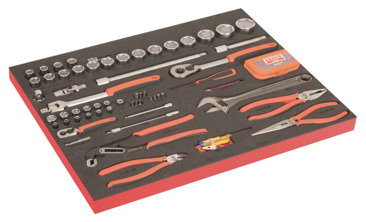 Bahco Foaminlay Fit&Go 3 3 met doppen en toebehoren 1 4" en 1 2" | tangen en bits met lasermarkering 91-delig FF1A214LM