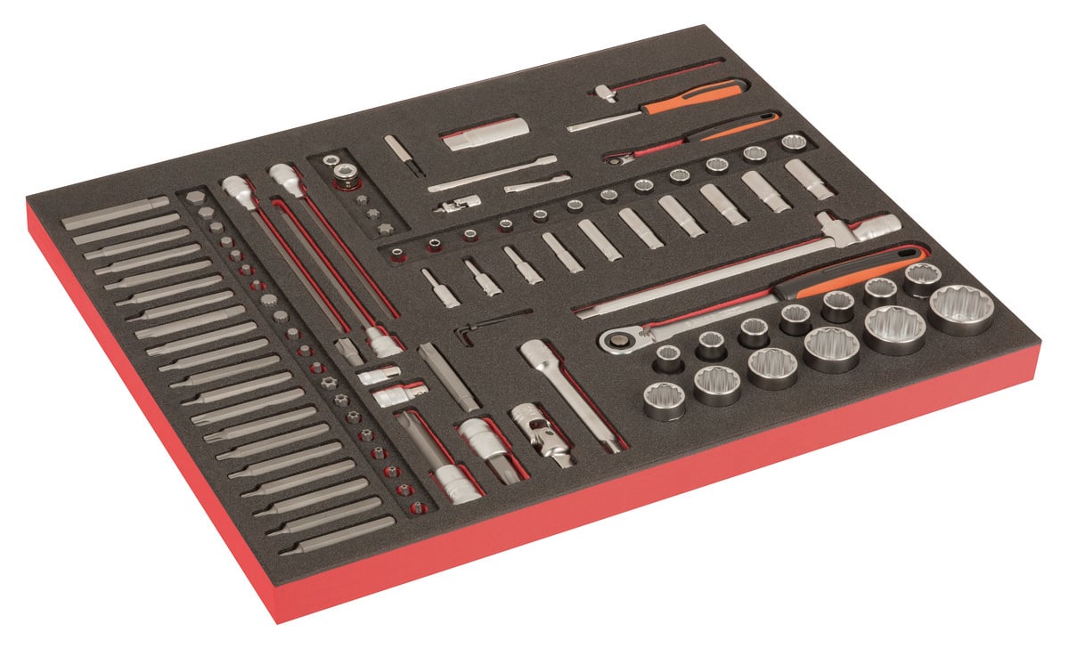 Bahco Foaminlay Fit&Go 3 3 met doppen en toebehoren 1 4" en 1 2" en lange bits 105-delig FF1A70