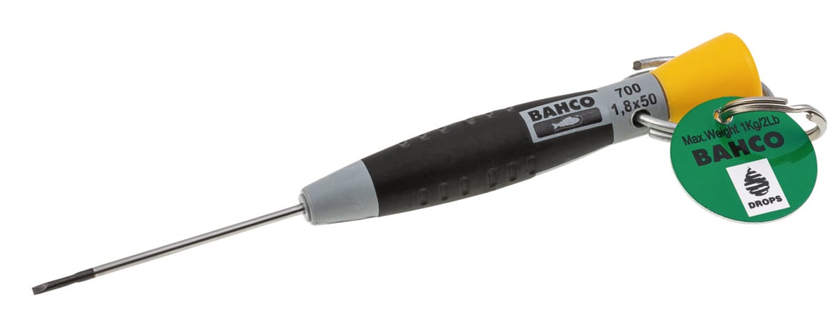 Bahco Precisie schroevendraaier | met veiligheidsring | gleuf | 0.50 mm x 3.0 mm x 100 mm- Geschikt voor het werken op hoogte TAH700-3-100