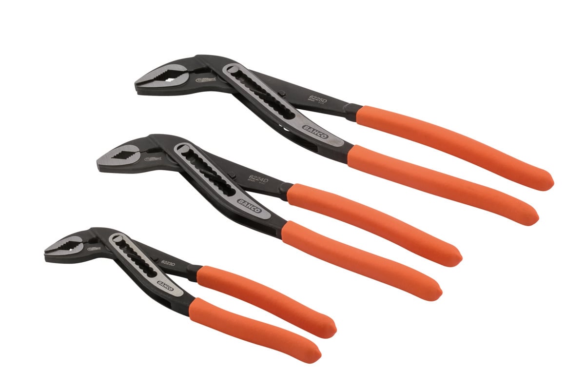 Bahco Waterpomptangenset | doorgestoken scharnier | PVC-gecoate handrepen | gefosfateerd 3-delig 622-3P