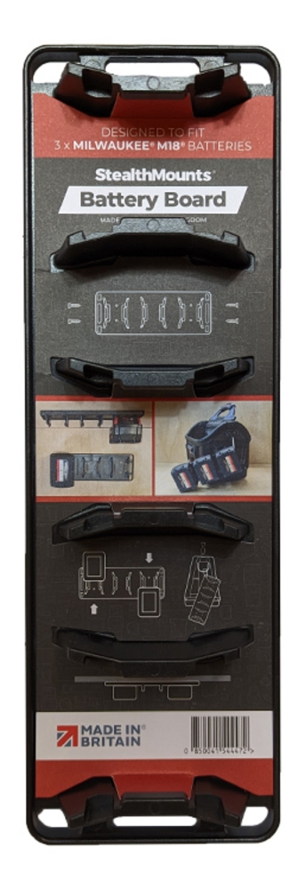 Stealthmounts Batterijhouder voor Milwaukee M18 | Zwart - BD-MW18-1