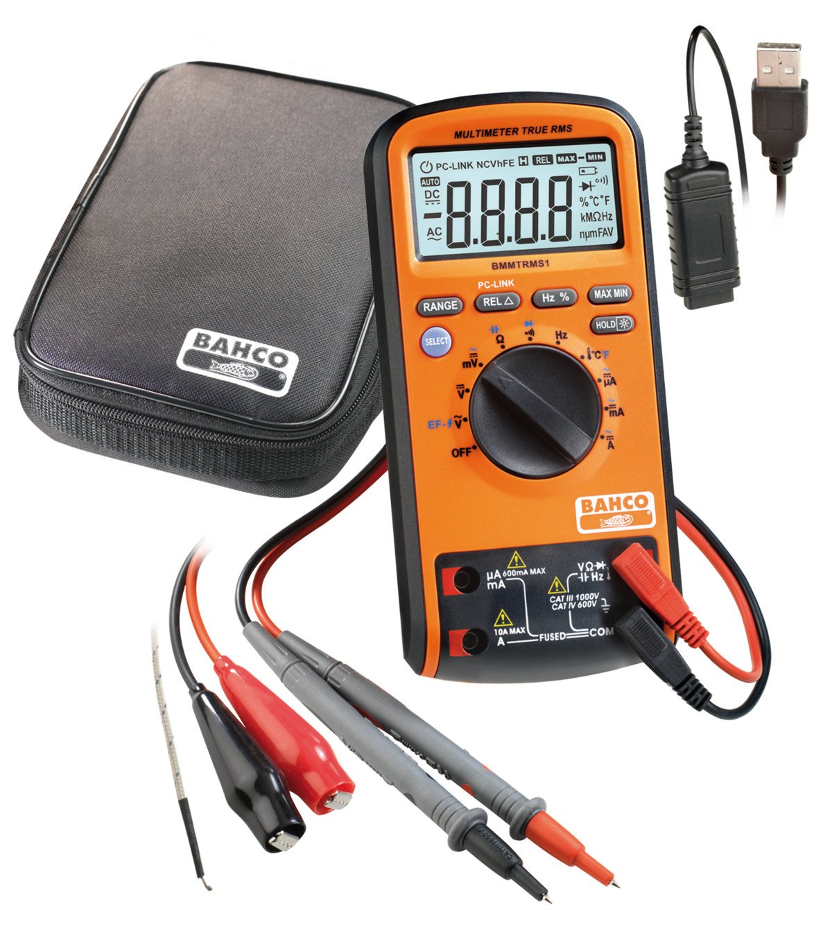 Bahco Digitale multimeter | automatisch bereik | True RMS 1000 V en aansluiting op pc BMMTRMS1