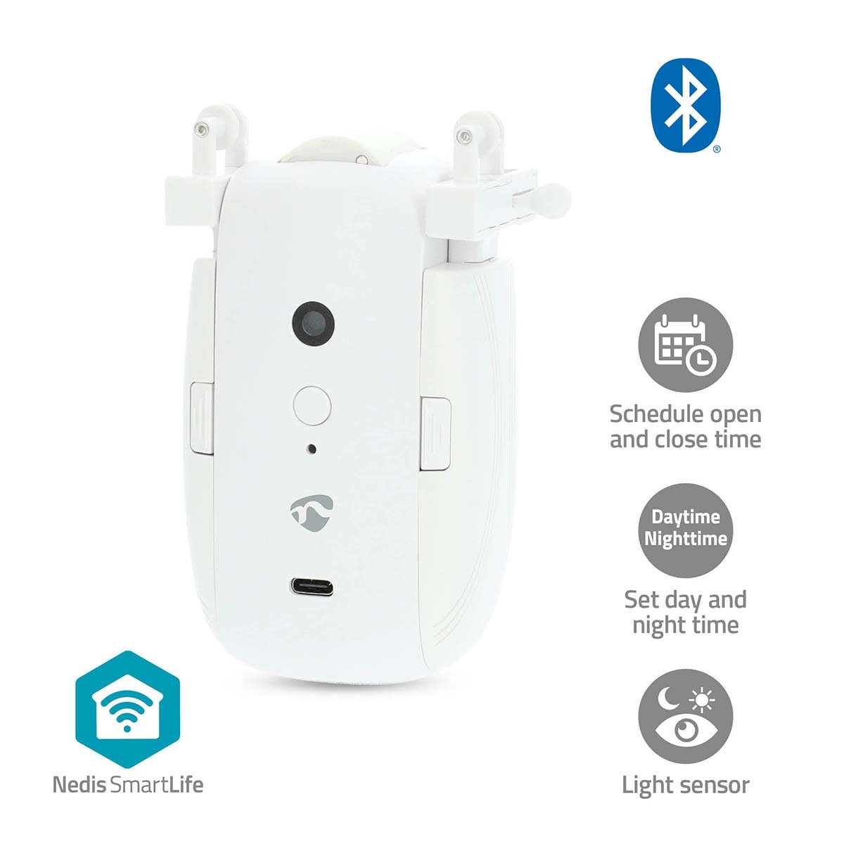 Nedis SmartLife Gordijnrobot | I Rail U Rail | Gordijnen | Batterij Gevoed USB Gevoed | 4000 mAh | Bluetooth | Wit BTMC20WT1PC
