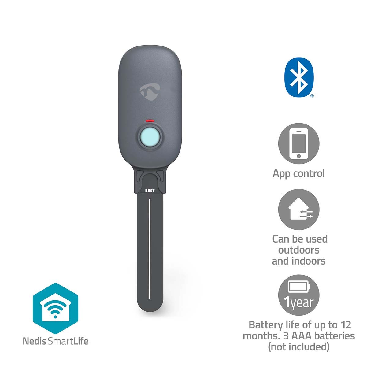 Nedis SmartLife Bodemvochtmeter | Bluetooth | Batterij Gevoed | IP55 | 0 100 % | Android™ IOS BTSM1GY