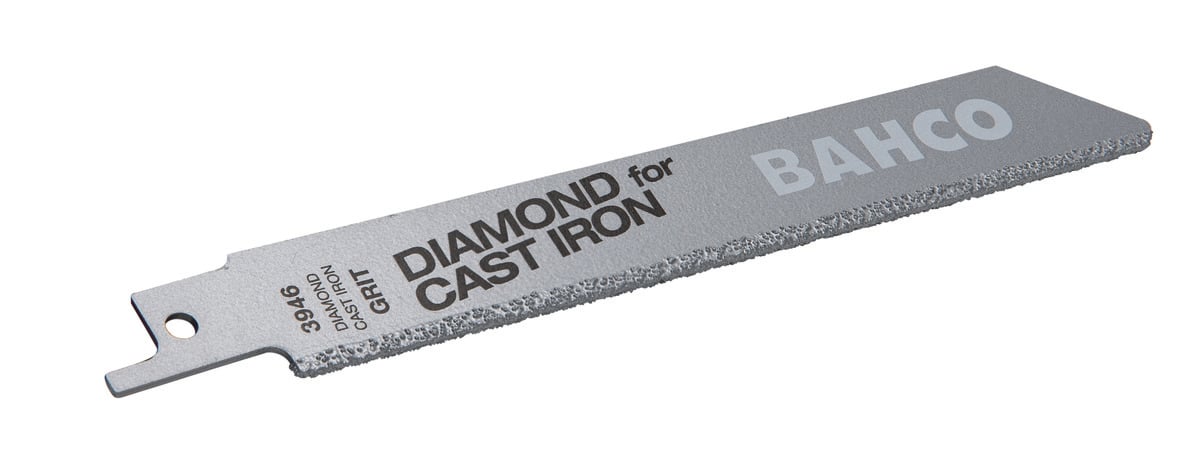 Bahco Reciprozaagblad | met diamantkorrels | voor gietijzer en keramiek | 4 TPI | 100 mm - 2-delig - 3946-100-DG-ST-2P