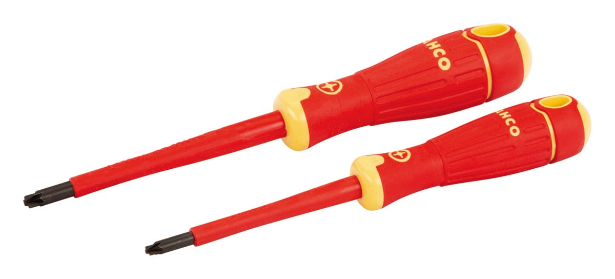 Bahco Schroevendraaierset Fit | geïsoleerd | VDE | rubber greep | gleuf | Pozidriv 2-delig B220.012