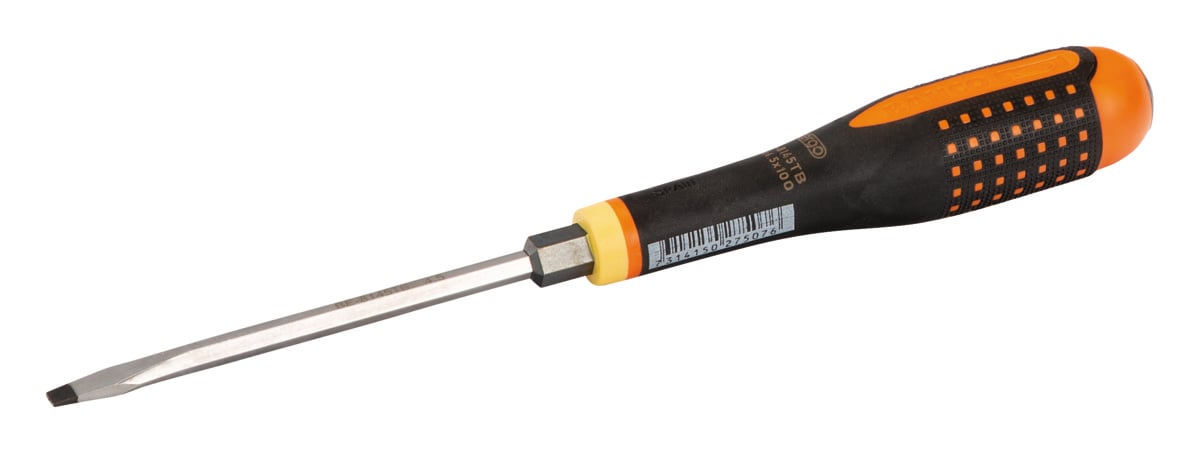 Bahco Schroevendraaier ERGO™ | driecomponentengreep | doorlopend blad | gleuf | 1.2 mm x 6.5 mm x 125 mm | retailverpakking SBE-8155TB