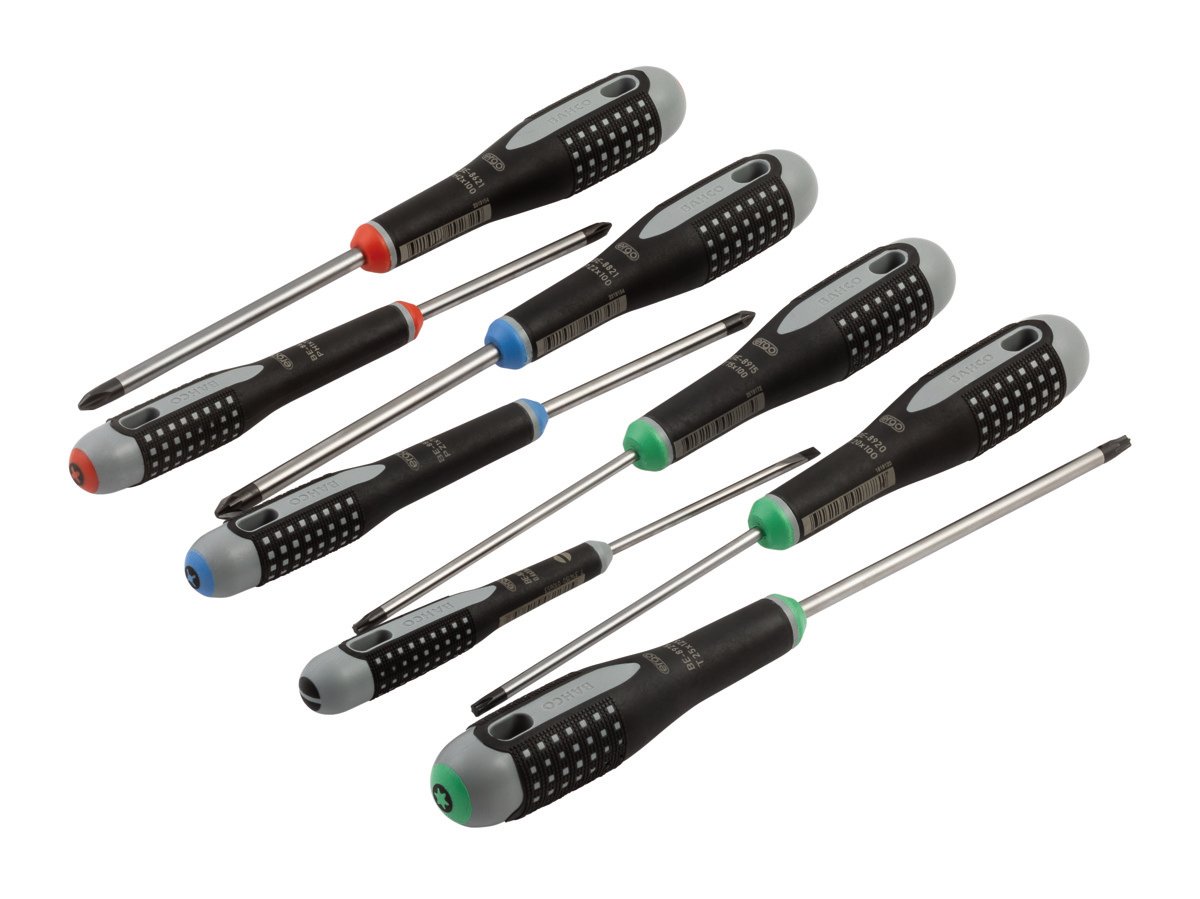 Bahco Schroevendraaier ERGO™ | driecomponentengreep | gleuf | Phillips | Pozidriv | TORX 8 stuks BE-9872