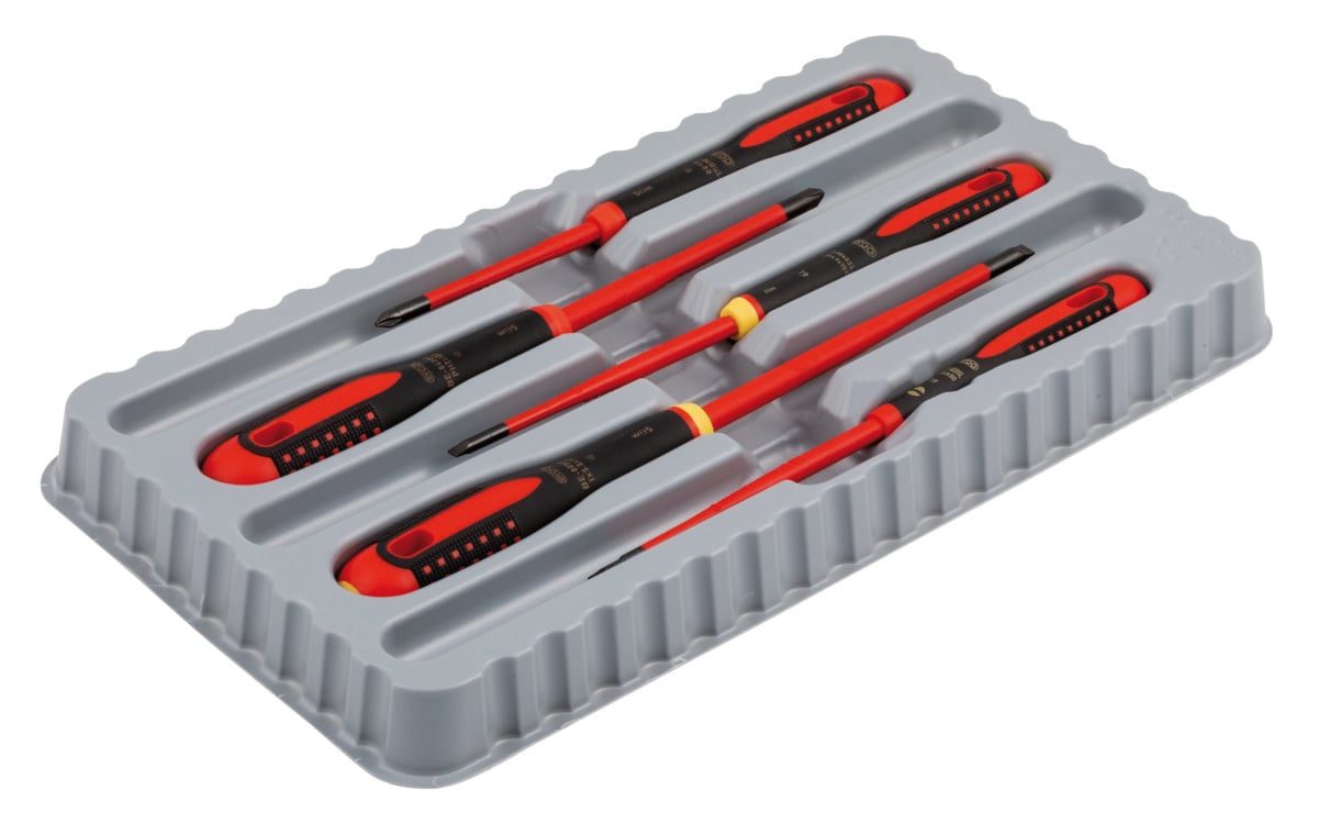 Bahco Schroevendraaierset ERGO™ | geïsoleerd | VDE | driecomponentengreep | smal blad | gleuf | Phillips - 5-delig - BE-9881SL