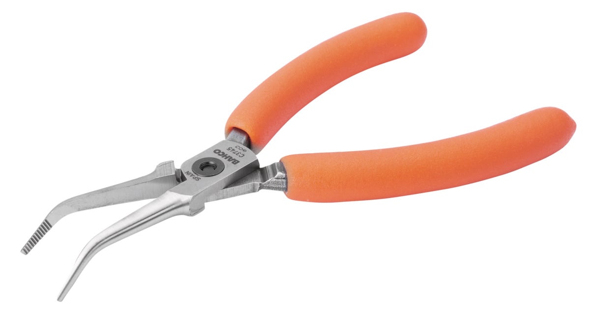 Bahco Precisiepunttang | compact | 45° afgebogen punt | oranje PVC-handgrepen | 141 mm industrieverpakking C3745IP