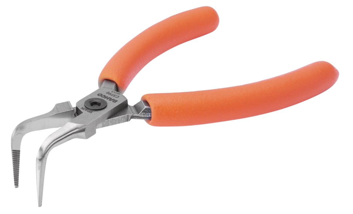 Bahco Precisiepunttang | compact | 90° afgebogen punt | oranje PVC-handgrepen | 125 mm industrieverpakking C3790IP