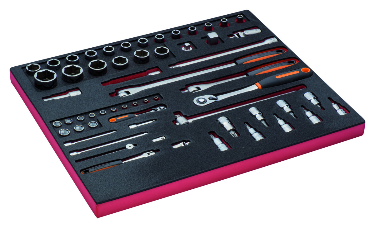 Bahco Foaminlay Fit&Go 3 3 met doppen en toebehoren 1 4" en 1 2" 59-delig FF1A137