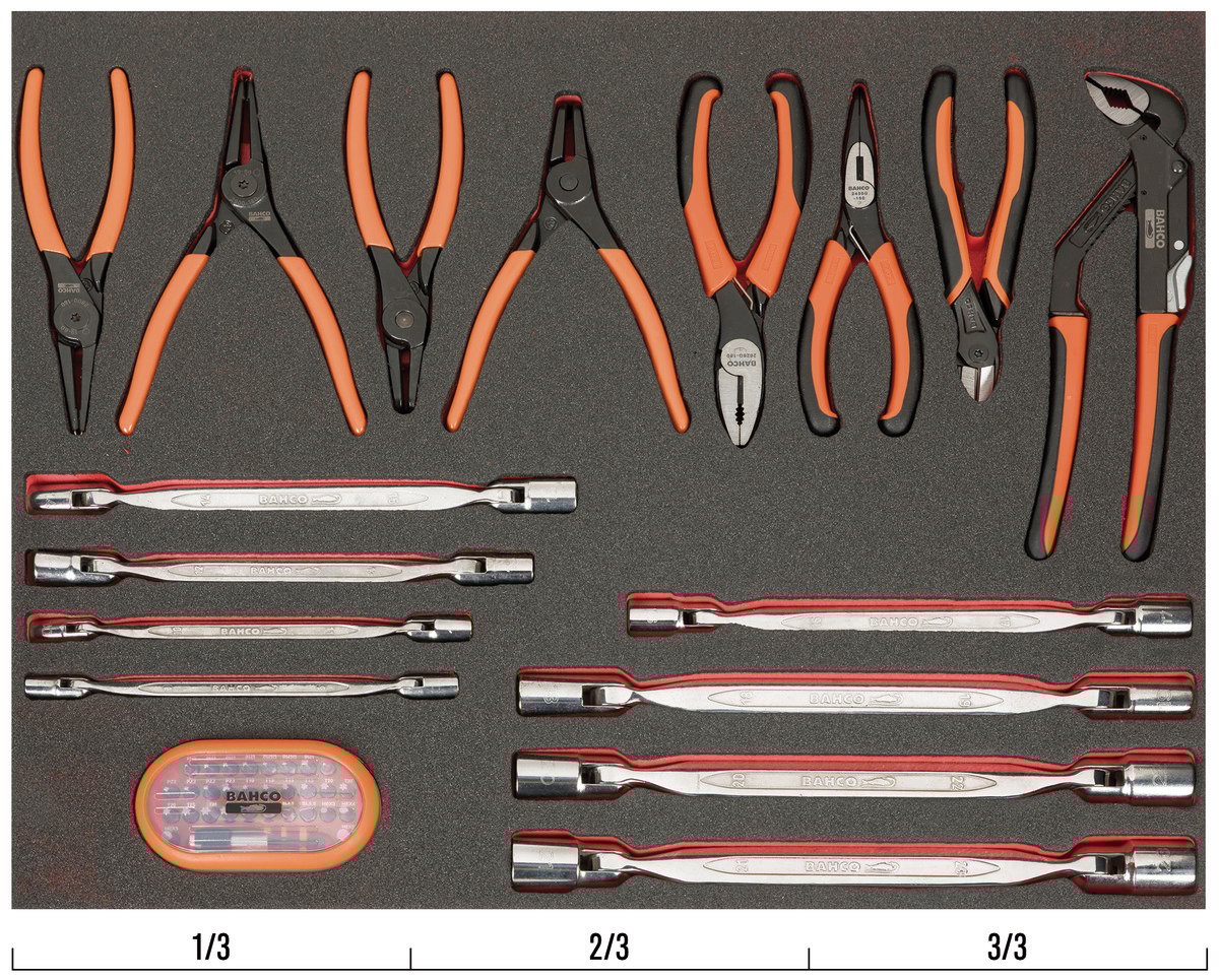 Bahco Foaminlay Fit&Go 3 3 met tangen | sleutels en bits 46-delig FF1A141