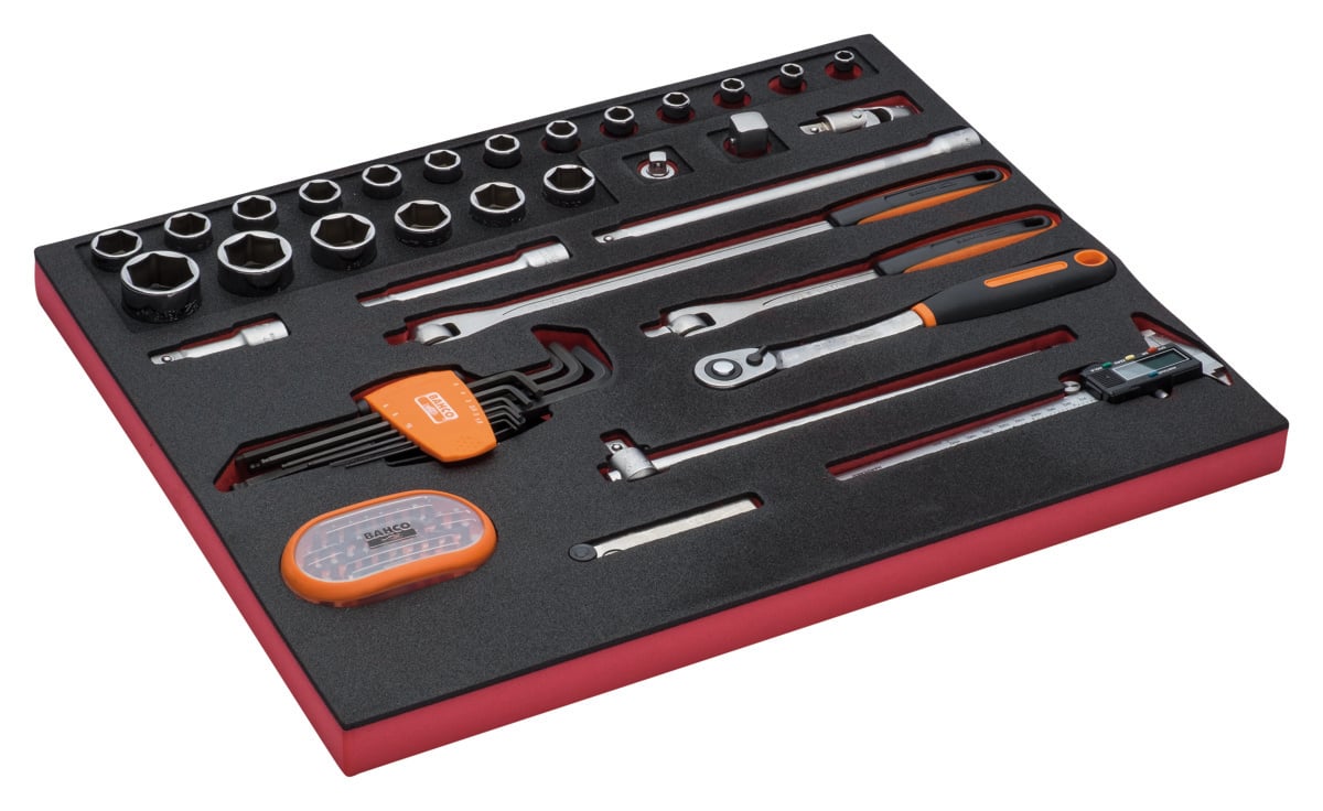Bahco Foaminlay Fit&Go 3 3 met doppen en toebehoren 1 2" | schuifmaat en bits 71-delig FF1A142