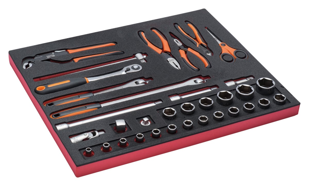 Bahco Foaminlay Fit&Go 3 3 met doppen en toebehoren 1 2" en tangen 34-delig FF1A146