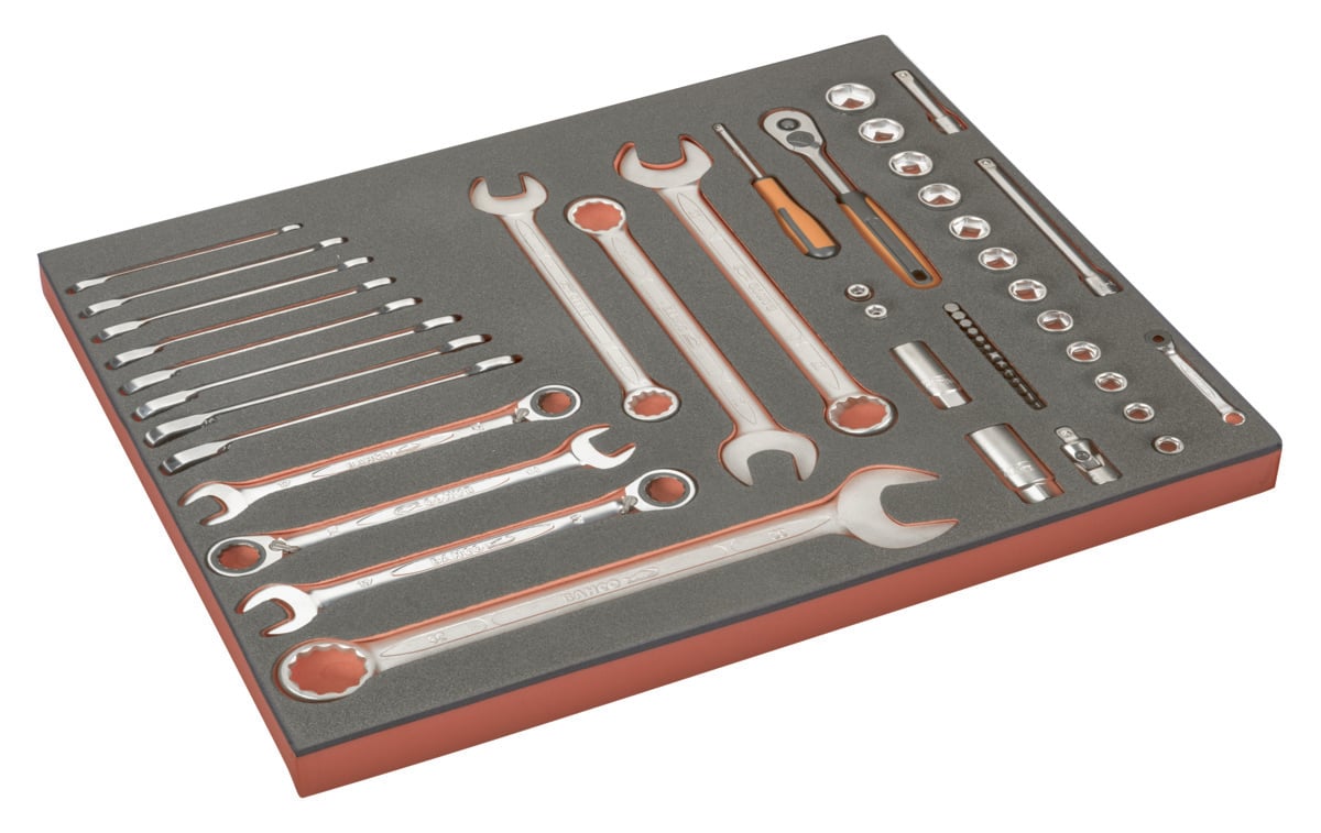 Bahco Foaminlay Fit&Go 3 3 met doppen en toebehoren 1 4" en 1 2" | sleutels en tangen 50-delig FF1A164