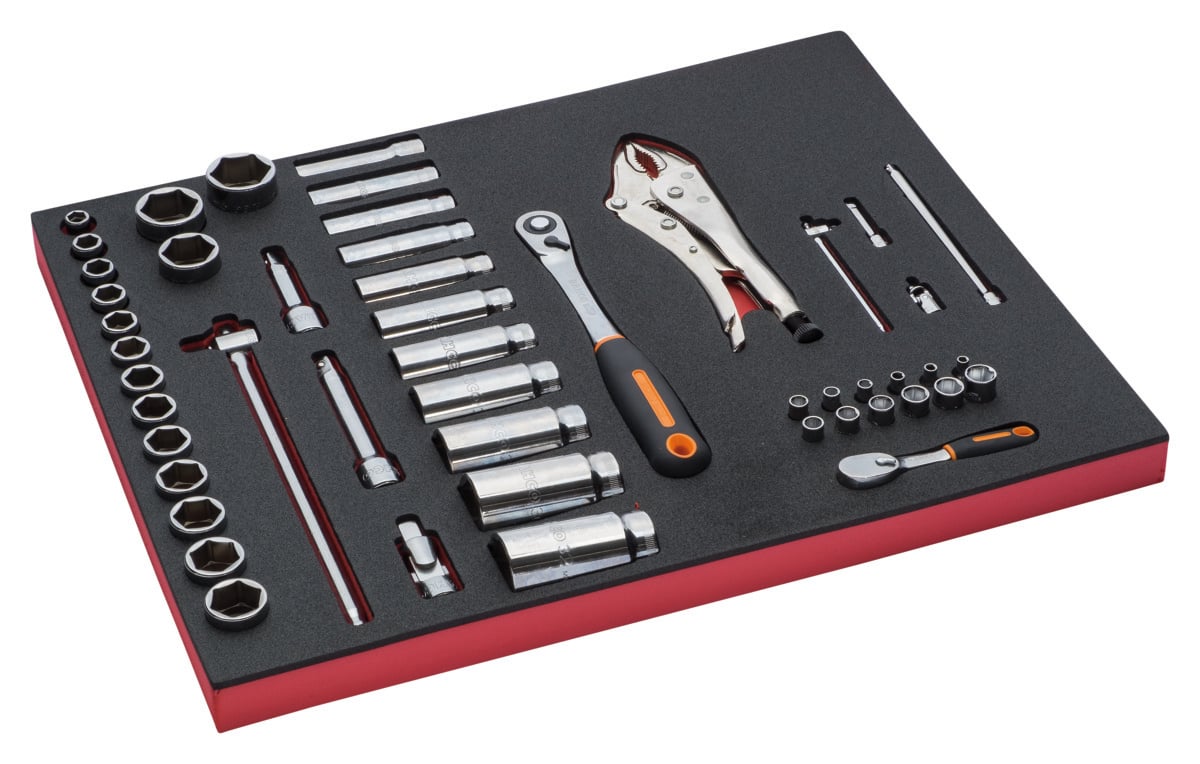 Bahco Foaminlay Fit&Go 3 3 met doppen en toebehoren 1 4" en 1 2" 50-delig FF1A25