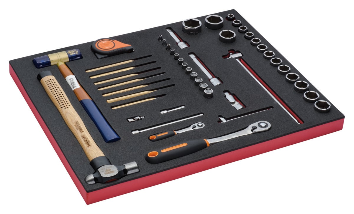 Bahco Foaminlay Fit&Go 3 3 met doppen en toebehoren 1 4" en 1 2" en slaggereedschap 48-delig FF1A28