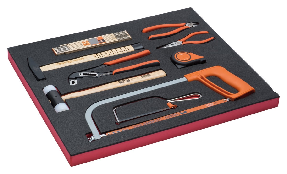 Bahco Foaminlay Fit&Go 3 3 met slaggereedschap | tangen en metaalzagen 9-delig FF1A41
