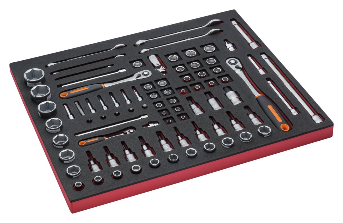 Bahco Foaminlay Fit&Go 3 3 met doppen en toebehoren 1 4" en 1 2" en sleutels 83-delig FF1A5005