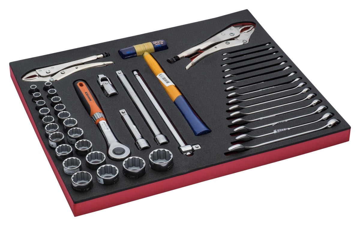Bahco Foaminlay Fit&Go 3 3 met doppen en toebehoren 1 2" | sleutels en griptangen 45-delig FF1A5030