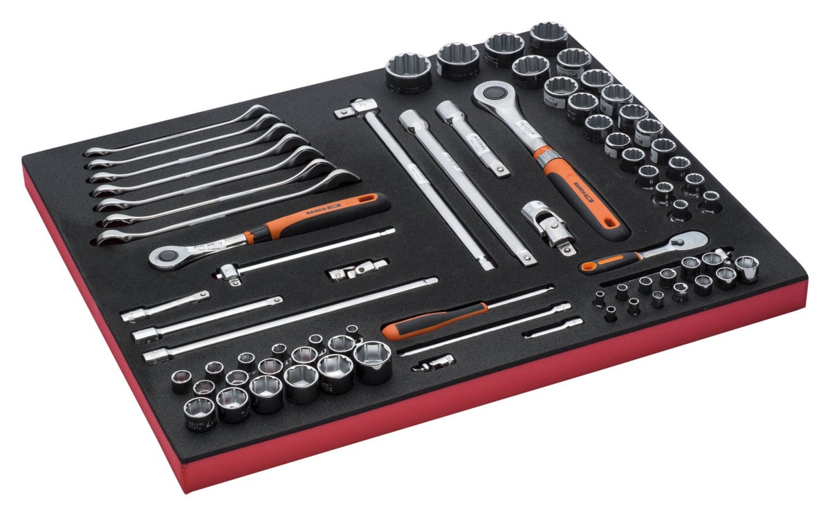 Bahco Foaminlay Fit&Go 3 3 met doppen en toebehoren 1 4" | 1 2" en 3 8" en sleutels 75-delig FF1A5032