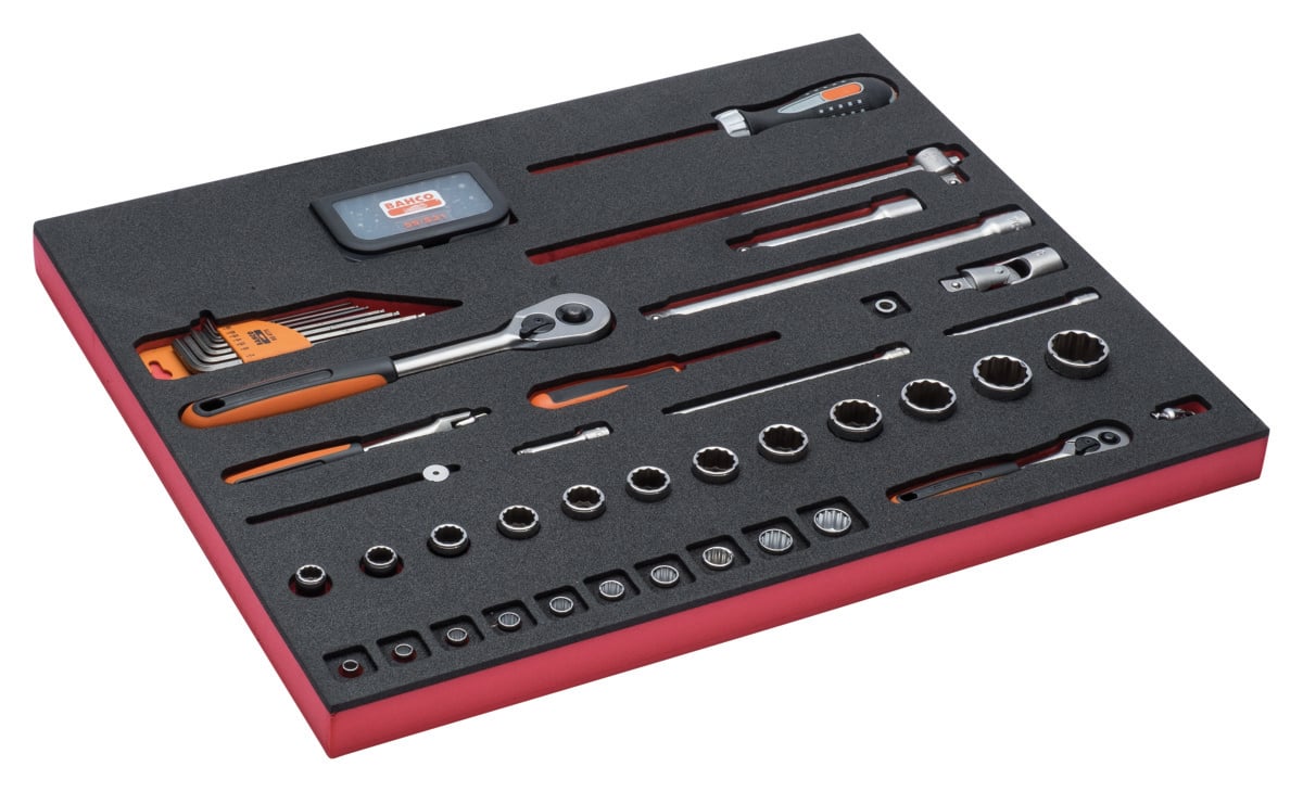 Bahco Foaminlay Fit&Go 3 3 met doppen en toebehoren 1 4" en 1 2" | en bits 75-delig FF1A55