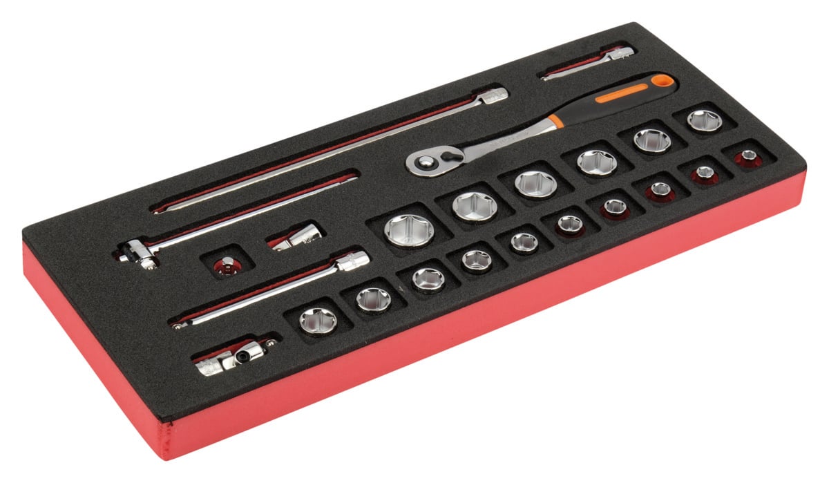 Bahco Foaminlay Fit&Go 1 3 met doppen en toebehoren 3 8" 24-delig FF1E2101
