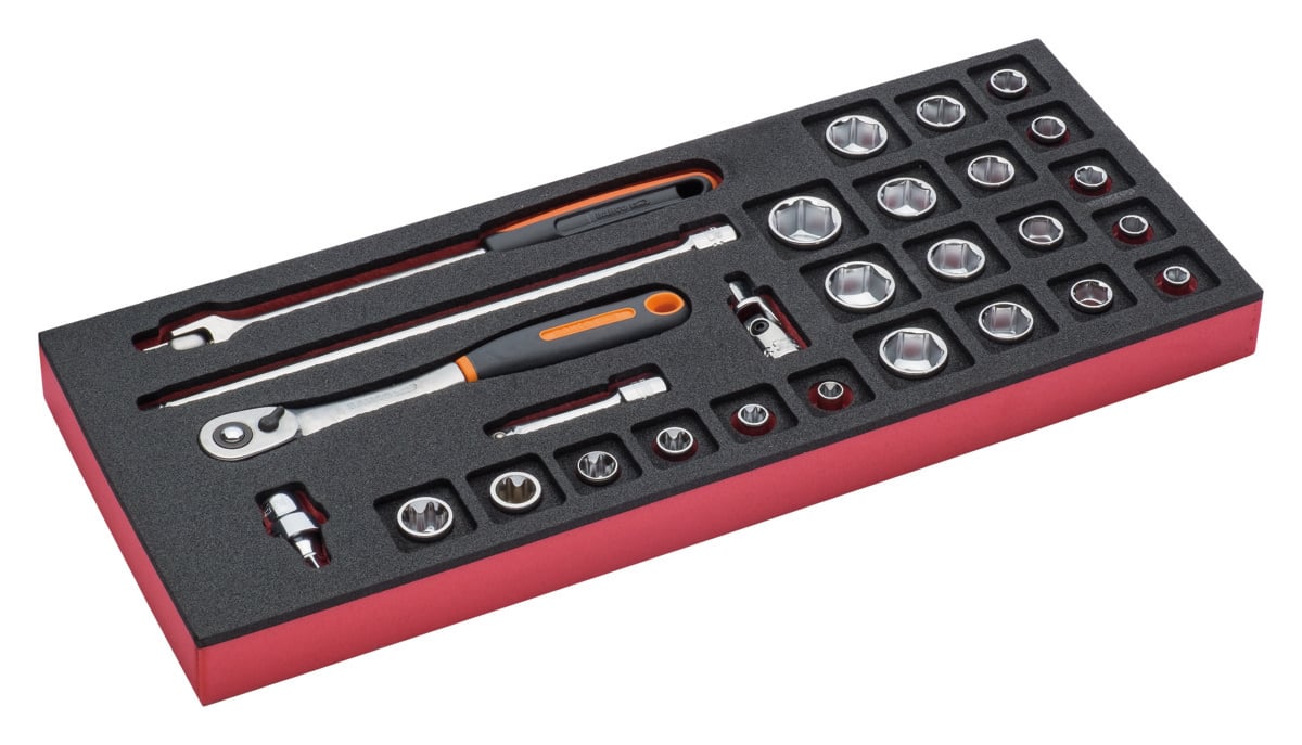 Bahco Foaminlay Fit&Go 1 3 met doppen en toebehoren 3 8" 28-delig FF1E2103