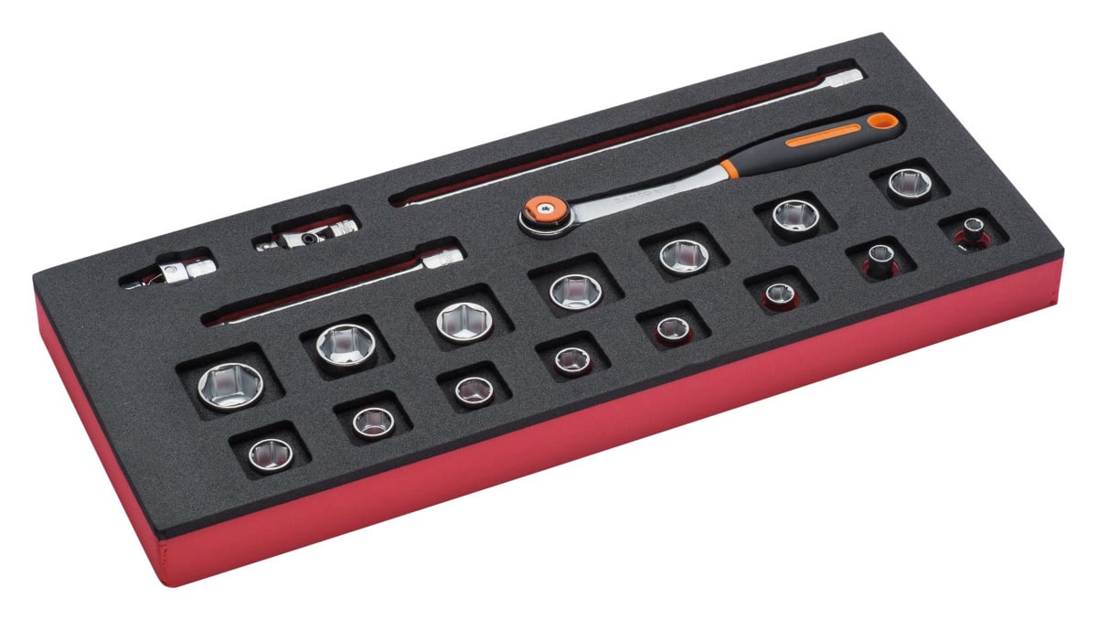Bahco Foaminlay Fit&Go 1 3 met doppen en toebehoren 3 8" 20-delig FF1E2104