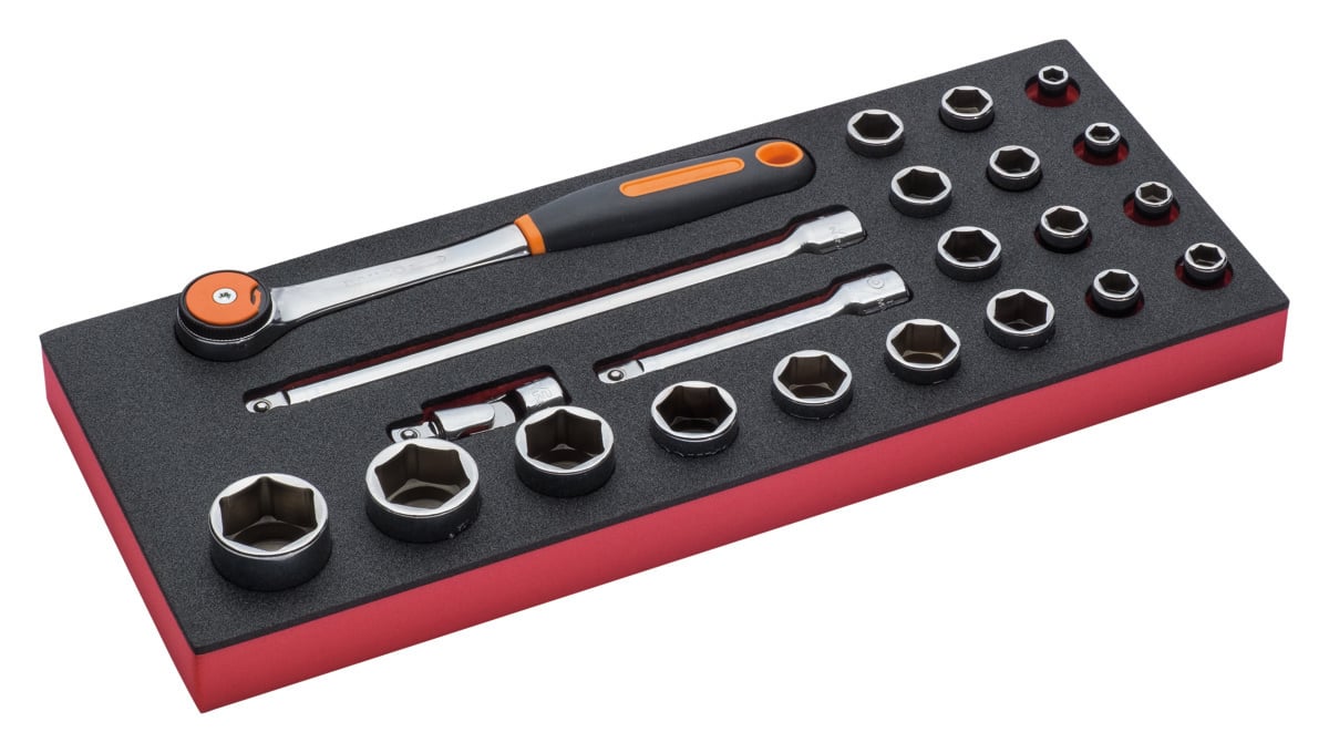 Bahco Foaminlay Fit&Go 1 3 met doppen en toebehoren 1 2" 22-delig FF1E2203