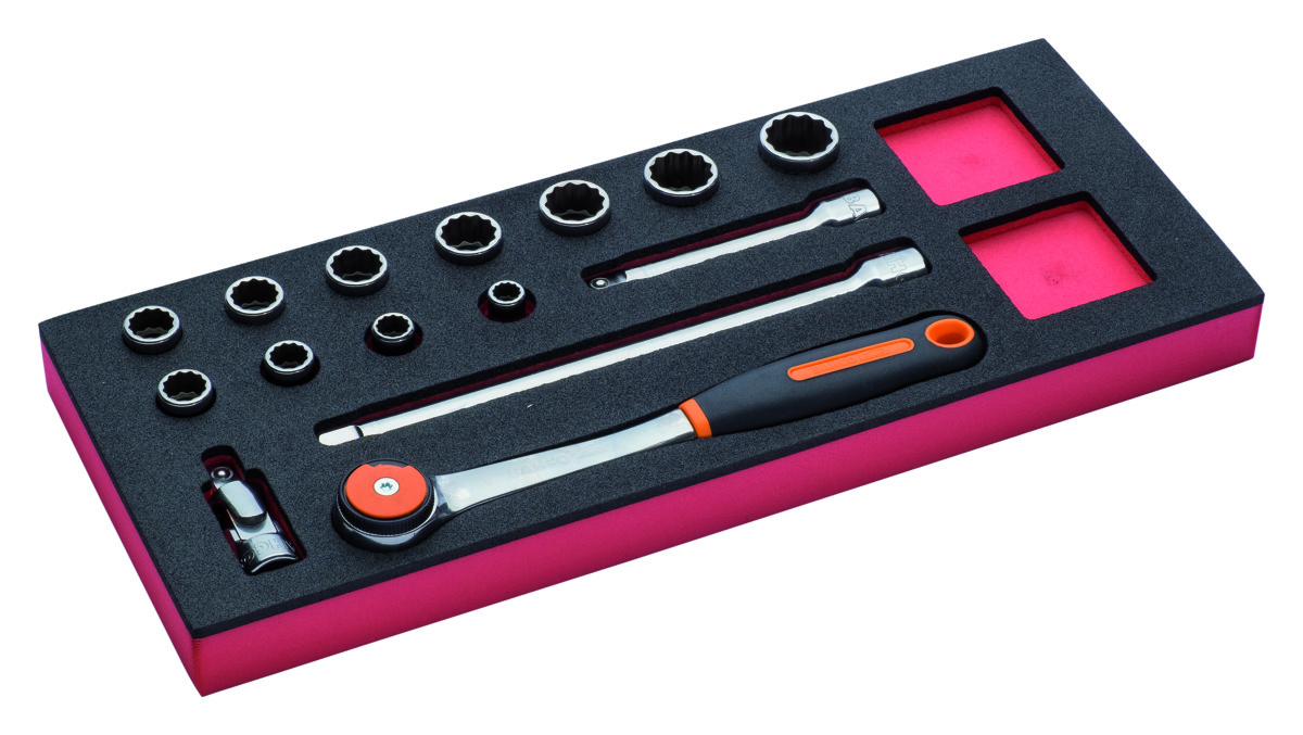 Bahco Foaminlay Fit&Go 1 3 met doppen en toebehoren 1 2" 15-delig FF1E2204