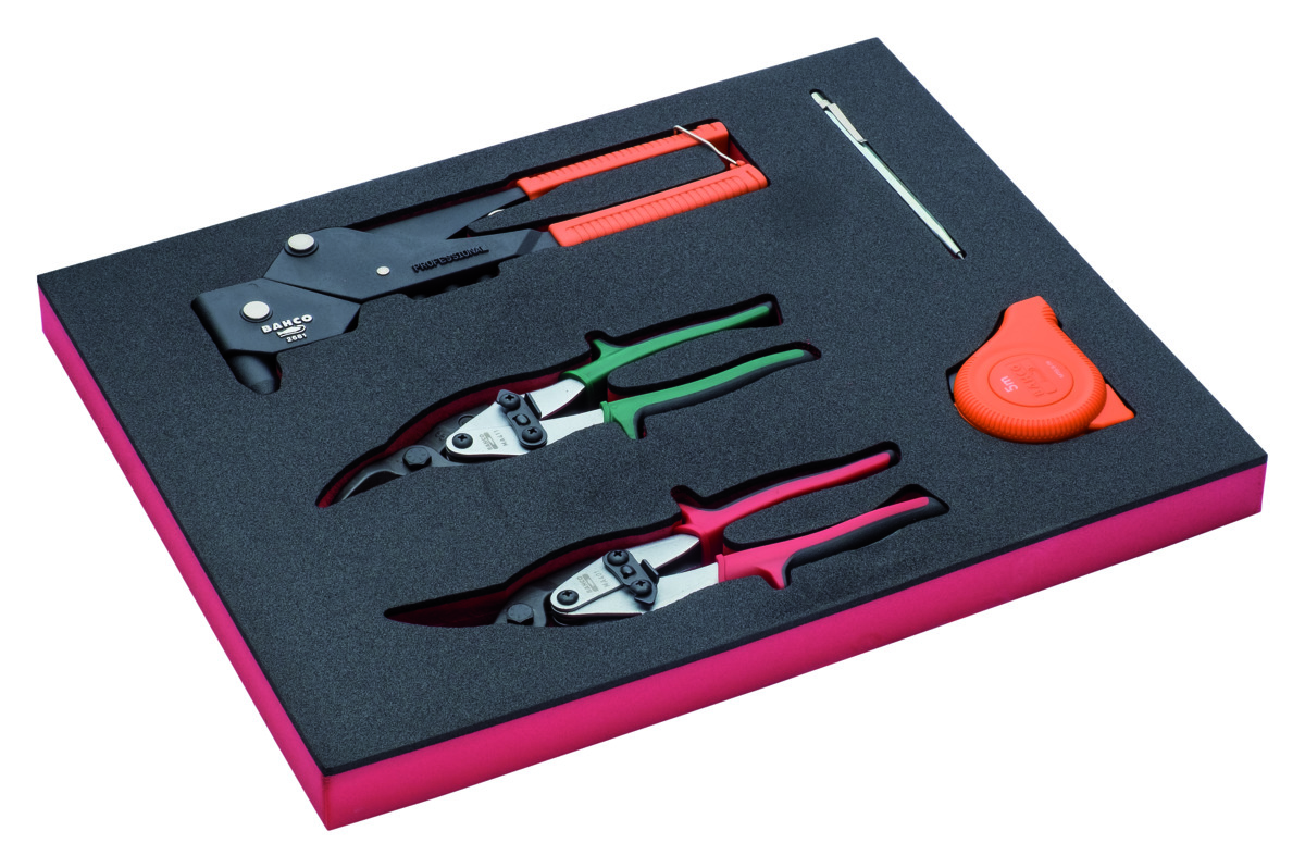 Bahco Foaminlay Fit&Go 2 3 blikschaar | klinknagelpistool en rolbandmaat 5-delig FF1F5002