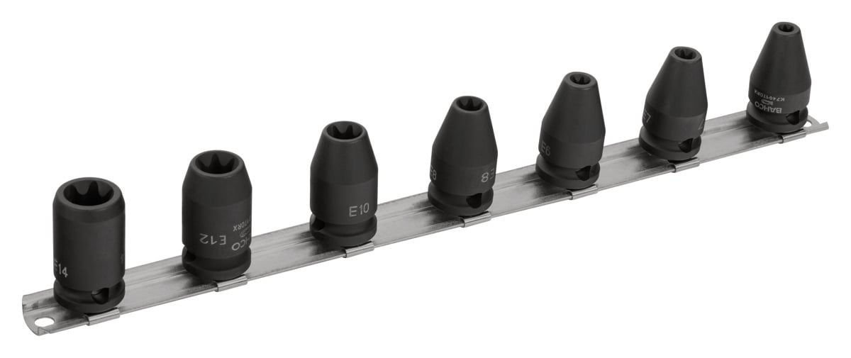Bahco Slagdoppenset 3 8" | TORX 7-delig op rail K7401TORX-E-S7