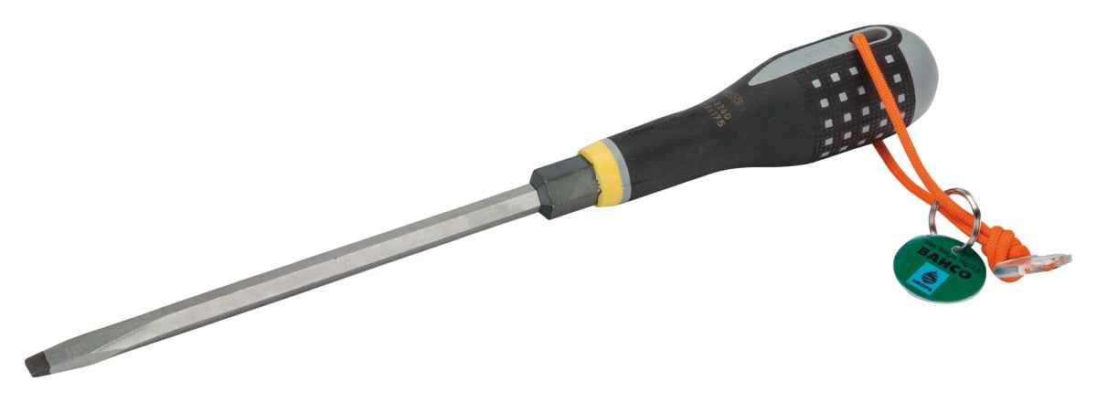 Bahco Schroevendraaier ERGO™ | met Dyneema koord | driecomponentengreep | dubbele handgreep | gleuf | 1.6 mm x 8 mm x 175 mm TAHBE-8260
